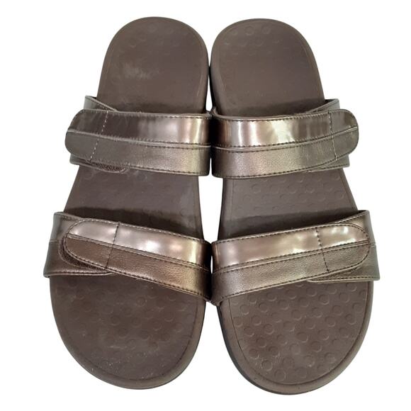 Vionic Orthaheel Shore Slide Sandals Bronze Slip On Orthotic Womens 9 Adjustable - Picture 5 of 8